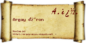 Argay Áron névjegykártya